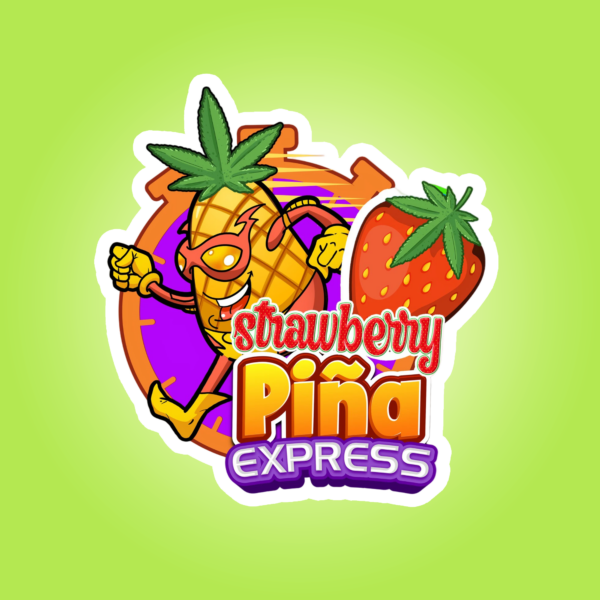 Strawberry Pina Express Logo Machine Sign