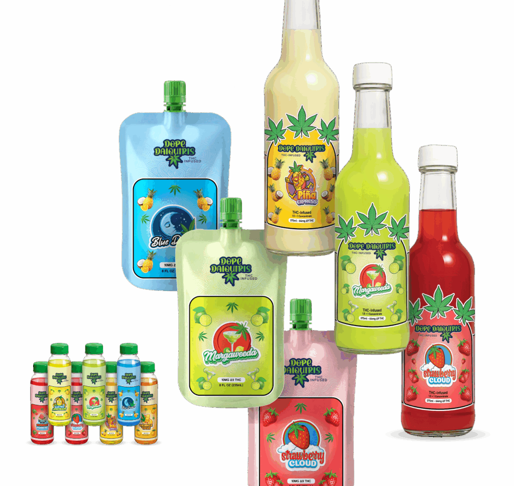 Image of Dope Daiquiris, Cannabis-infused daiquiri keywords: Cannabis, infused, daiquiri, cocktail, marijuana, THC, beverage, mixology, recipe.